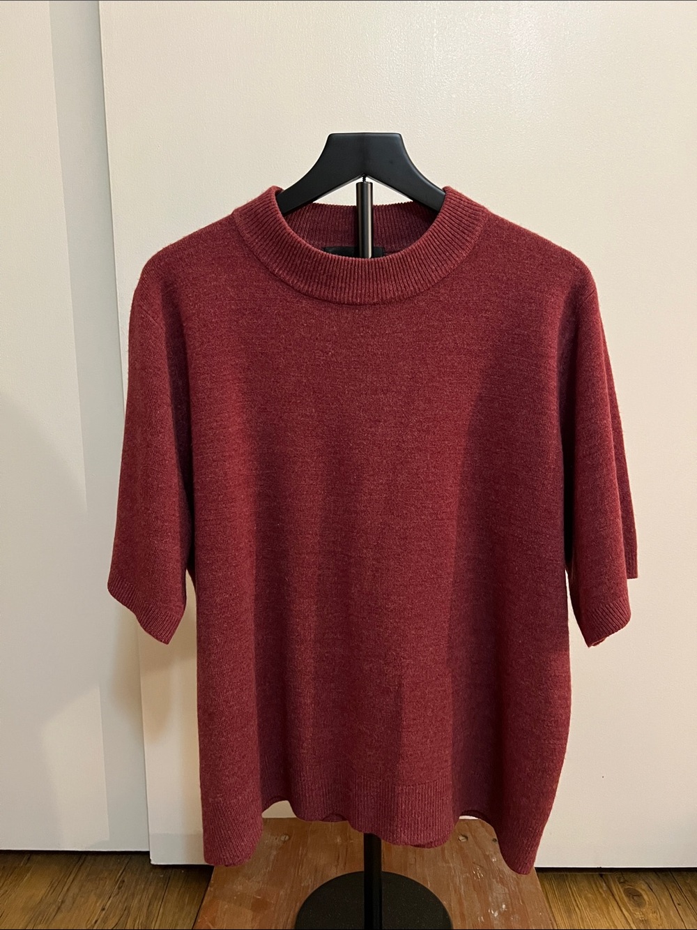 Women's Short Sleeve Knit Top in Burgundy Sag Harbor Crewneck Sweater